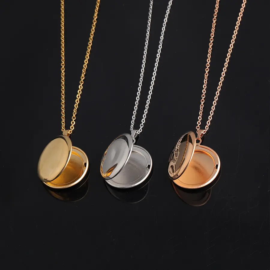 Wholesale Hot Sale Stainless Steel Stainless Steel DIY Round Picture Frame Photo Locket Pendant Necklace