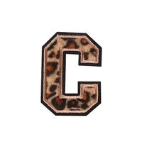 Patchs Alphabet Léopard Personnalisés avec Bordure Dorée Scintillante, Broderie Lettres A-Z, Badge Thermocollant en Chenille pour Sac, Chapeau, Sweat à Capuche