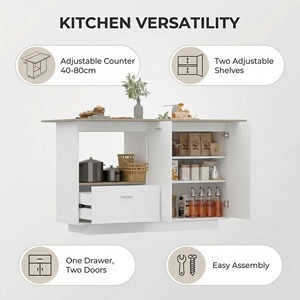 Isla de Cocina de Diseño Versátil con Armario y Lámparas Ajustables, Mueble Buffet con Encimera - Product Image 3