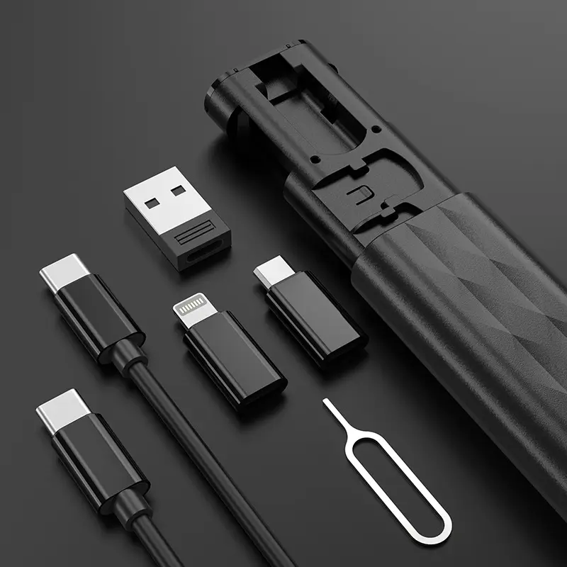 Çok fonksiyonlu seyahat 6 in 1 saklama kutusu OTG adaptörü manyetik şarj kartı USB kablosu