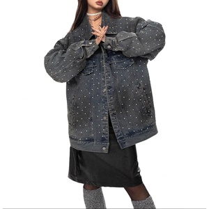 Wholesale Fashion Ink-splashed <b>Rhinestone</b> Denim <b>Jacket</b> for Men Spring and Autumn High-end Retro Washed Couple Denim <b>Jacket</b> - Product Image 4