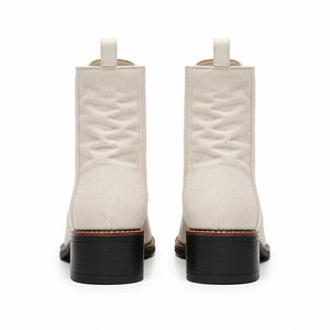 <span class=keywords><strong>Stivali</strong></span> alla Caviglia da <span class=keywords><strong>Donna</strong></span> in Pelle Crema con Cerniera, Tacco Grosso, Cerniera Interna, <span class=keywords><strong>Stivali</strong></span> Combat alla Moda, Fornitore OEM ODM, Fabbrica 2026 - Product Image 5