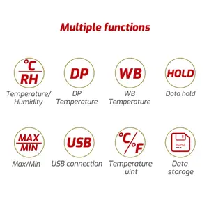 TA622A Thermomètre numérique Hygromètre Station météo multifonctionnelle Température Humidité Testeur Mètre Pyromètre - Product Image 4