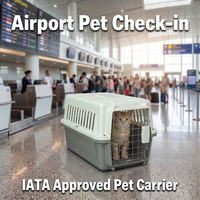 Cage de transport pour animaux de compagnie en plastique rigide, pour petits chiens et chats, ventilée, avec poignée pliable, pour le transport en avion, légère et portable