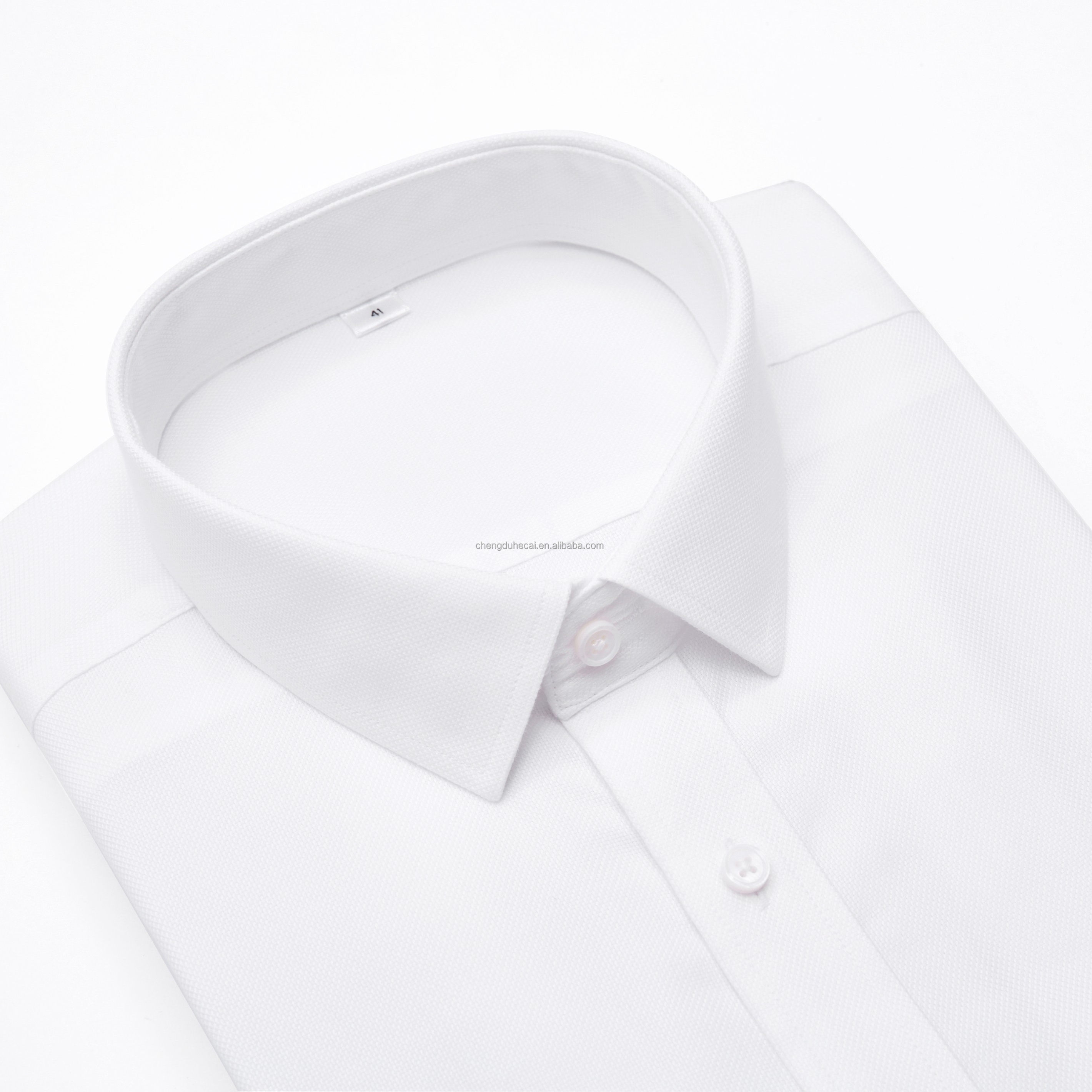 Custom Solid Men Formal Business Button Down Shirts Cotton Short or Short  Sleeve Men White Dress Shirts