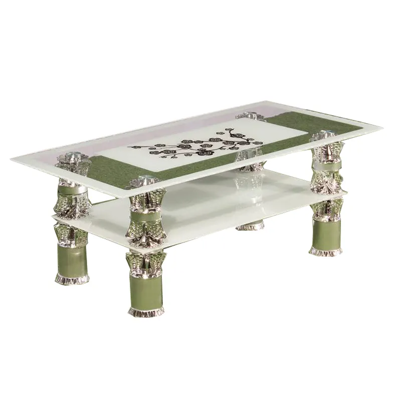 Discount wholesale creative modern design living room furniture square shape metal frame glass side and coffee table