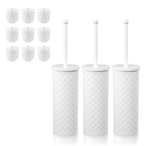 Ensemble de brosse et support pour cuvette de toilette blanche, lot de 3 avec 6 têtes de brosse supplémentaires - Product Image 1