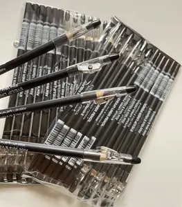 Bruine Zwarte Eyeliner Wenkbrauw Potlood Met Puntenslijper Wenkbrauw Eye Liner Gemakkelijk Te Tekenen Houten Make-Up Potlood