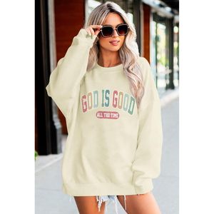 Sweat-shirt « Dieu est bon » pour femme, pull chrétien surdimensionné, inspiré par des versets bibliques, tricoté, respirant, chemise de foi - Product Image 4