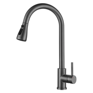 Keukenkraan van roestvrij staal met één-knops waterstop, multifunctioneel uittrekbaar - Product Image 2