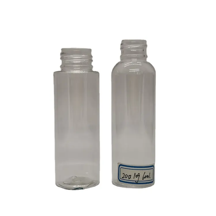 OEM OEM Stock di fabbrica 60/80/100ml a spalla piatta/rotonda bottiglia cilindrica per animali domestici bottiglia di plastica trasparente 24mm lozione spray coperchio a vite