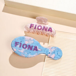 맞춤 이름 헤어 액세서리 세트 맞춤 이니셜 헤어 빗 클로 클립 세트 선물 - Product Image 6