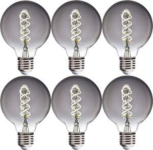 Lampe LED flexible à filament de couleur fumée surdimensionnée, double spirale G125 4w, options E26 E27, lampe LED pour décoration intérieure - Product Image 1