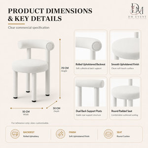Custom Modern <b>White</b> Stainless Steel Round Seat <b>Dining</b> <b>Chair</b> with Curved Back for Wedding and Restaurant Projects - Product Image 4