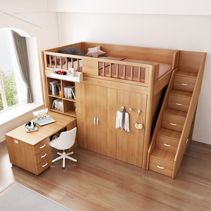 Muebles de dormitorio Cama <span class=keywords><strong>debajo</strong></span> de la Mesa <span class=keywords><strong>Escritorio</strong></span> para niños Armario Cama alta y baja integrada Cama pequeña cama de almacenamiento para el hogar - Product Image 1