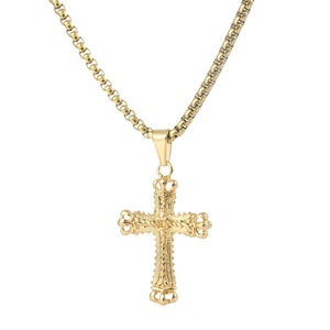 Yunnique – collier avec pendentif croix en acier inoxydable, chaîne dorée de 60cm, Design géométrique, bijoux cadeau - Product Image 5