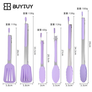 Silicone Food Tongs Stainless Steel Spatula Tongs Heat Resistant BBQ <b>Tools</b> For Grilling Meat Steak Bread Flipping - Product Image 5