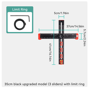 Imbot thước đo chế biến gỗ với hướng dẫn khoan định vị có thể điều chỉnh dụng cụ cầm tay hợp kim nhôm cho lỗ mở tủ tự làm - Product Image 6