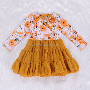 Happy Luoka OEM gran oferta Vestido de manga larga con estampado de flores para niña - Product Image 1