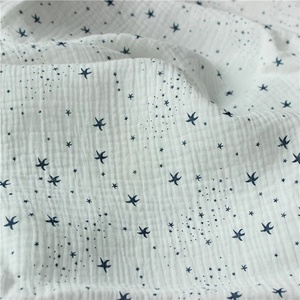 Tissu en mousseline de coton froissé double épaisseur imprimé, lavé au sable, léger, absorbant et thermocollant 216829 pour les couvertures de bébé - Product Image 3
