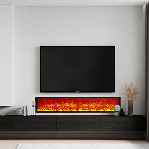 مدفأة كهربائية حديثة بإضاءة LED مقاس 32 بوصة مع حامل تلفاز مدمج ووحدة وسائط متعددة للمنزل وغرفة المعيشة - Product Image 1