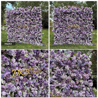 Décor mural de restaurant de luxe DKB, tapis de fleurs bordeaux, fleurs artificielles 3D 5D, roses rouges en soie artificielle pour mariage et événements