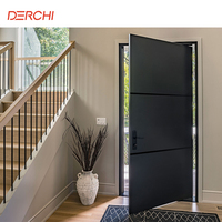 Porte d'entrée pivotante moderne en acier inoxydable de luxe sur mesure, porte extérieure de sécurité, porte pivotante en aluminium noir