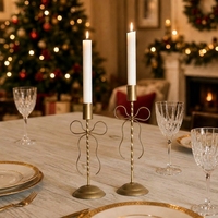 Porte-bougie en métal doré, bougeoir nœud papillon, support de bougie en fer pour décoration de table de mariage, décoration de Noël pour la maison