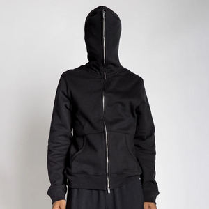 Nouveau style pur coton couleur pure hommes en vrac sweat à capuche zippé décontracté blanc surdimensionné hommes sweat à capuche zippé complet - Product Image 4