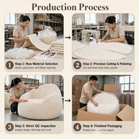 Fauteuil pouf crème côtelé avec dossier et accoudoirs, chaise longue surdimensionnée, canapé de sol moelleux, vente en gros, direct usine