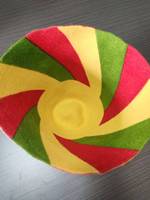 CZ068 Base de chapeau en feutre de poils de lapin, motif tourbillon Rasta rouge, vert et jaune, non finie, pour la fabrication de chapeaux DIY et la chapellerie