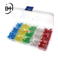 Kit de LED 3MM 5MM avec boîte, couleurs mélangées rouge vert jaune bleu blanc, assortiment de diodes électroluminescentes, 10 pièces chacune, nouveau, 500 pièces/lot