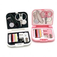 Kit de Costura de Viaje Plegable Compacto, Estuche de Almacenamiento Mini con Impresión Personalizada, con Tijeras, Agujas, Hilo y Botones para Regalos Diarios
