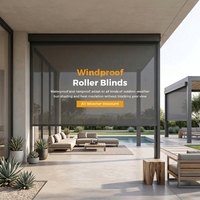 Persianas enrollables motorizadas inteligentes Newhoo para exteriores con control WiFi, resistentes al viento, impermeables, con bloqueo UV y opacas para patio.