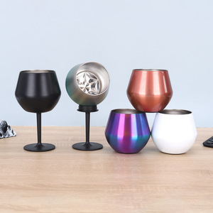 2025 Nuevo diseño personalizado 14oz Beber champán Copa Copas de vino Copa Extraíble Vaso de vino de acero inoxidable