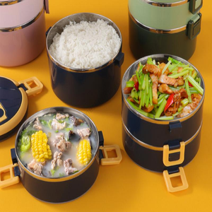 Boîte à lunch en acier inoxydable grande capacité Syh1083, multifonctionnelle, à plusieurs niveaux, pour étudiants et employés de bureau - Product Image 5