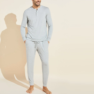 Nouveau design <span class=keywords><strong>de</strong></span> <span class=keywords><strong>haut</strong></span> à manches longues et <span class=keywords><strong>de</strong></span> pantalon long <span class=keywords><strong>de</strong></span> style Henley Ensemble 2 pièces Pyjamas pour hommes pour l'automne - Product Image 6