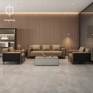 वाणिज्यिक व्यापार लाउंज परियोजनाओं के लिए कॉफी टेबल लक्जरी नकली चमड़े के स्वागत सोफे के साथ आधुनिक एल आकार का कार्यालय - Product Image 5