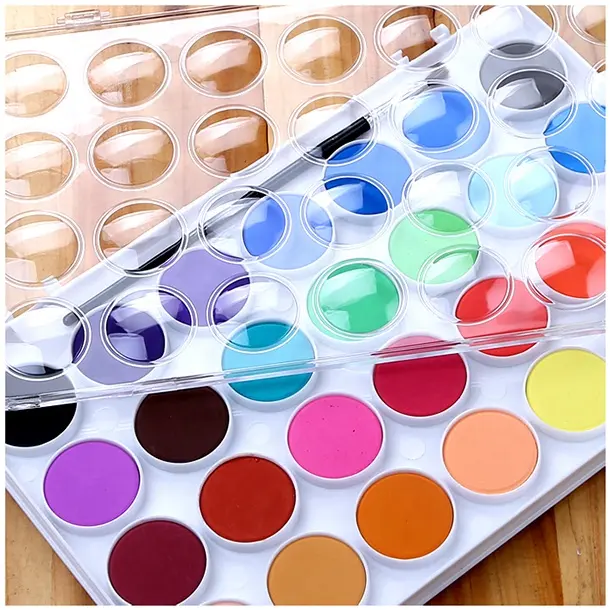 ราคาถูกราคา 36 สีกลางแจ้งการร่างสีน้ำสีชุด OEM ที่กำหนดเองเค้กสีน้ำ