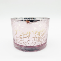Bougie parfumée de luxe multicolore, pot en verre doré, de qualité, pour la cire de soja, 3 brin, vente en gros, usine