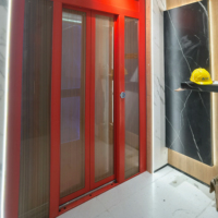 Ascenseur panoramique moderne pour villa, sur mesure, en aluminium rouge et acier inoxydable, sans engrenages, à courant alternatif