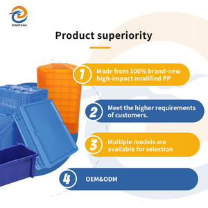 Dingtang giá rẻ Stackable đóng gói lưu trữ Tote nhựa di chuyển hộp với nắp nhựa Tote di chuyển thùng - Product Image 4