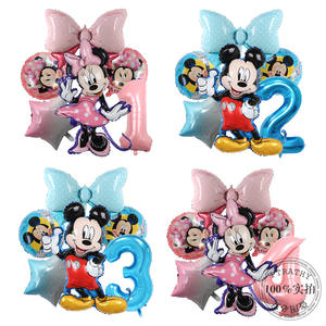 Noeud papillon rose et bleu Mickey Mouse agitant la main Minnie Mickey grand <span class=keywords><strong>nombre</strong></span> anniversaire <span class=keywords><strong>film</strong></span> aluminium ensemble de ballons - Product Image 2