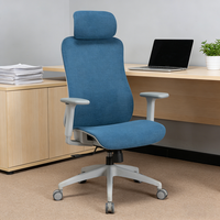 Chaise de bureau exécutive réglable en tissu bleu à dossier haut Ruibao pour la maison, le bureau, le salon, pour les longues heures de travail assises, avec appui-tête ergonomique