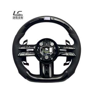 Volant <span class=keywords><strong>sport</strong></span> de remplacement OEM en fibre de carbone et cuir pour Benz GLA45 GL63 S63 G500 G63 avec affichage LED et surpiqûres de couleur personnalisées - Product Image 1