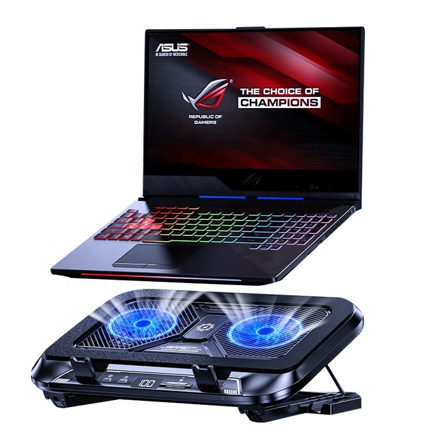 SMONAMA Z36 27W ABS Plastic Desktop Adjustable Forced-Air Dual Turbo Fans Laptop Cooling Pad RGB Lighting for Gaming/Work Use