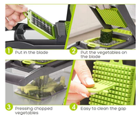 Trancheuse à mandoline multifonctionnelle pour fruits et oignons 16-1 Outils et gadgets de cuisine Coupe-légumes en PP et coupe-pommes de terre