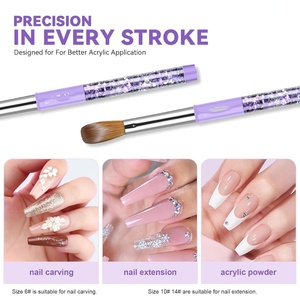 Juego de Pinceles para Uñas Acrílicas: Tamaños 6, 10, 14, Pinceles Profesionales para Uñas, Herramienta de Manicura para Aplicación de Acrílico - Product Image 5