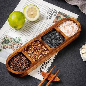 Natural Wood Serving <b>Tray</b> 3-Section Divided Appetizer Dish Plant Design for Home Kitchen Use for Snacks <b>Dinner</b> for Hotels - Product Image 3