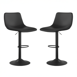 Tabourets de bar pivotants modernes, hauteur réglable, dossier en cuir PU, chaise de bar rembourrée pour îlot de cuisine, noir - Product Image 1